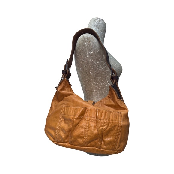 cognac-colored slouchy leather hobo bag - Picture 2 of 15